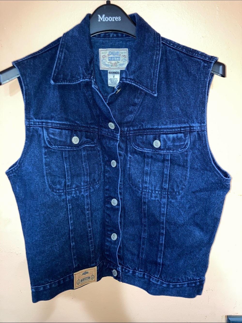 PS GITANO Dark Indigo Denim Vest - Button Front